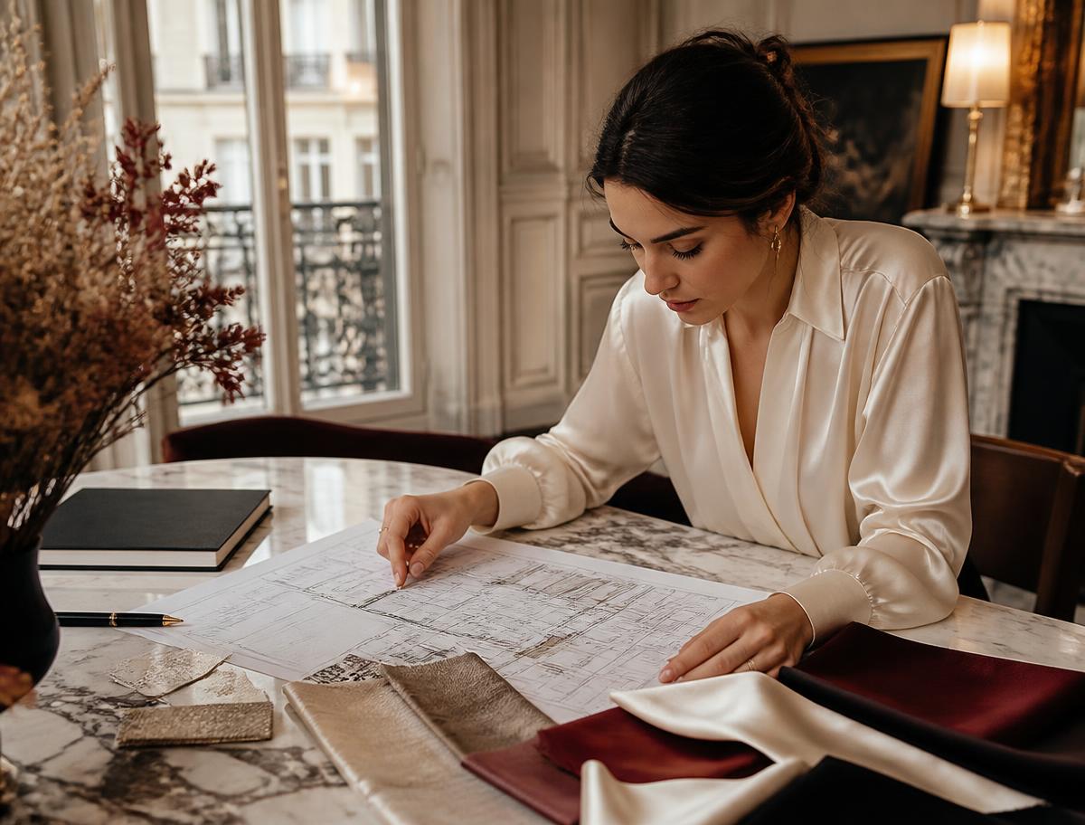 Organisatrice Memento préparant le plan d’un événement privé parisien
